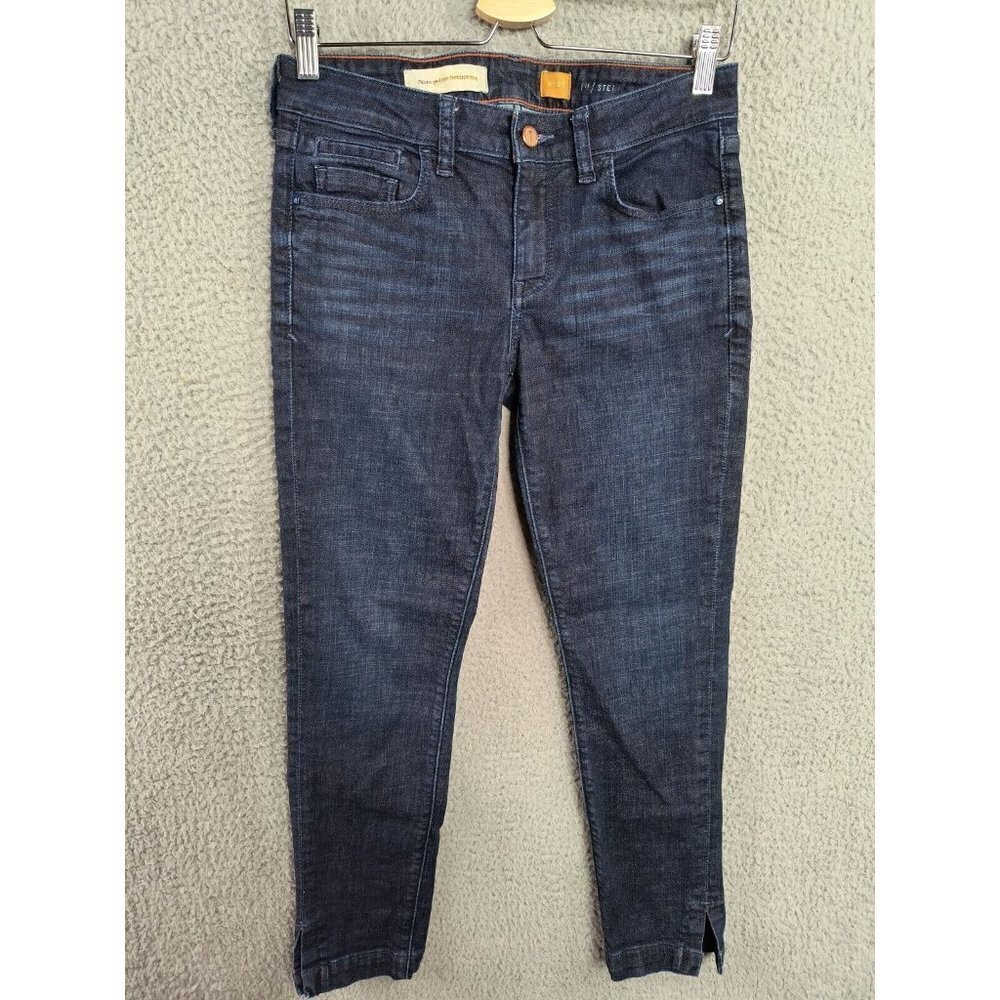 Pilcro Stet Mid-Rise Slit Hem Skinny Stretch Jeans Medium Wash Blue Size 27